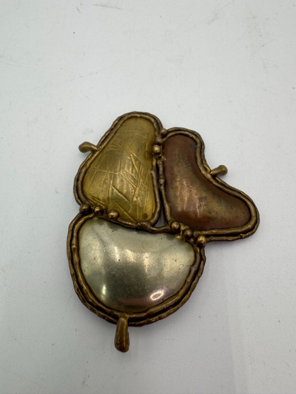 Vintage Abstract Modernist Belt Buckle Brass Copper Silver Rare Artisan
